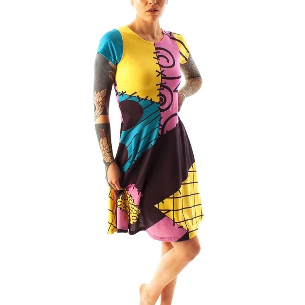 NWT Disney Nightmare Before Christmas Sally Women's Short Sleeve Costume Dress M